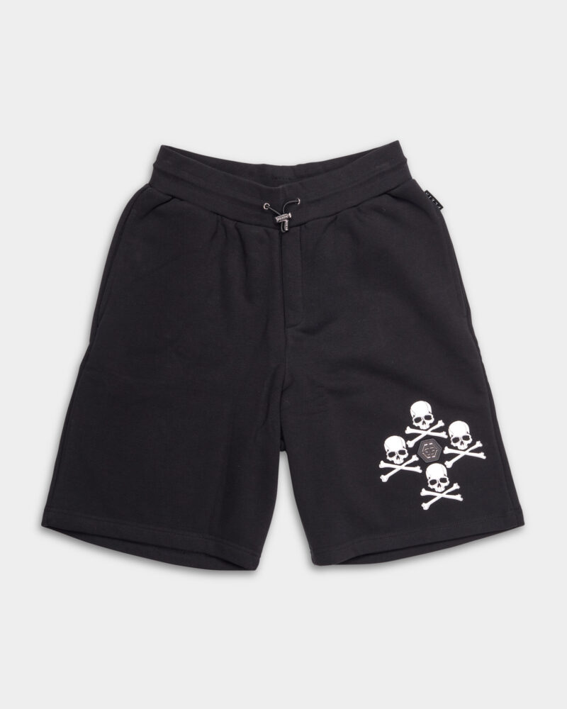 Philipp Plein Men's Jogging Shorts Skull & Bones Black MJT2422 PJO002N 02