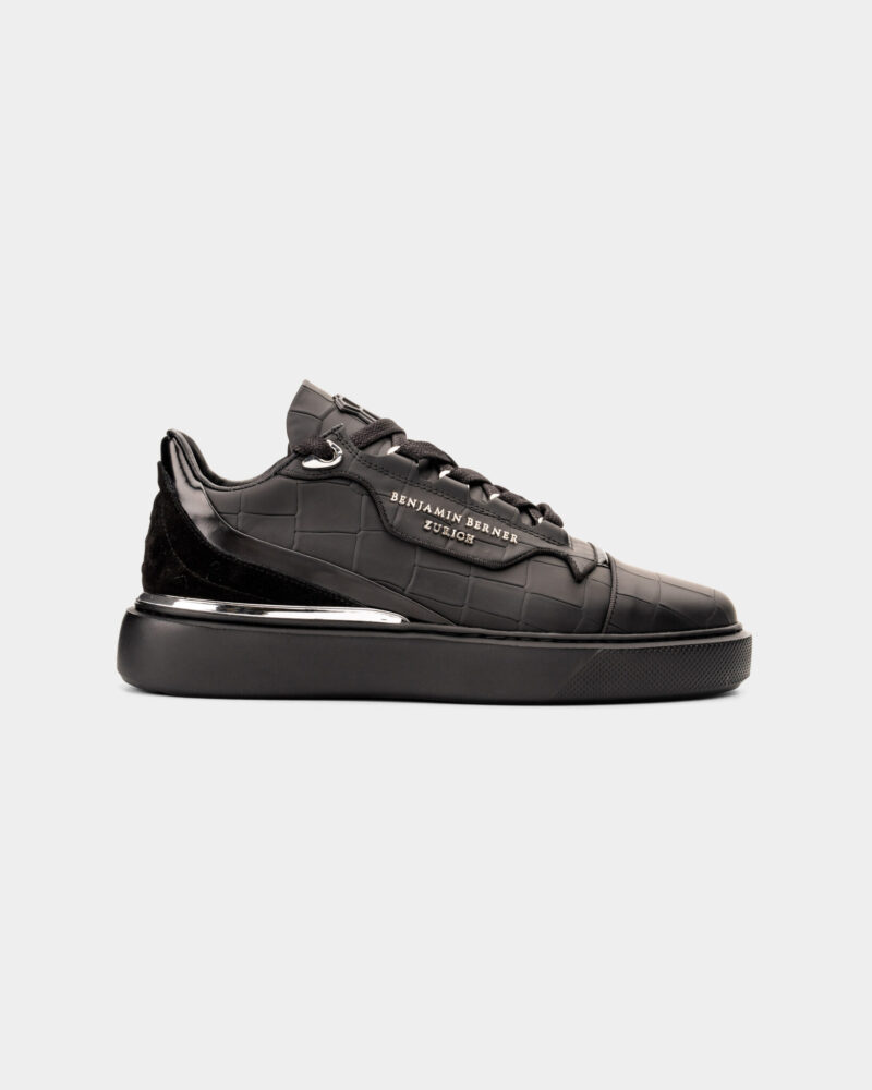 Benjamin Berner Men's Low Top Sneaker BNJ RAPHAEL Black Matte Crocodile